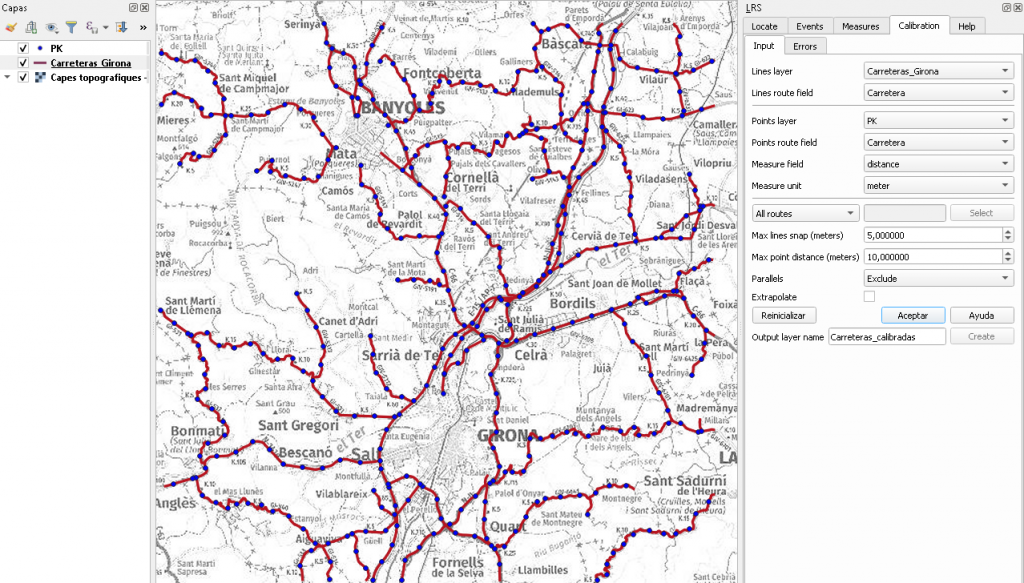 Segmentación dinámica. Calibrar las rutas como paso previo a la segmentación con QGIS. 
