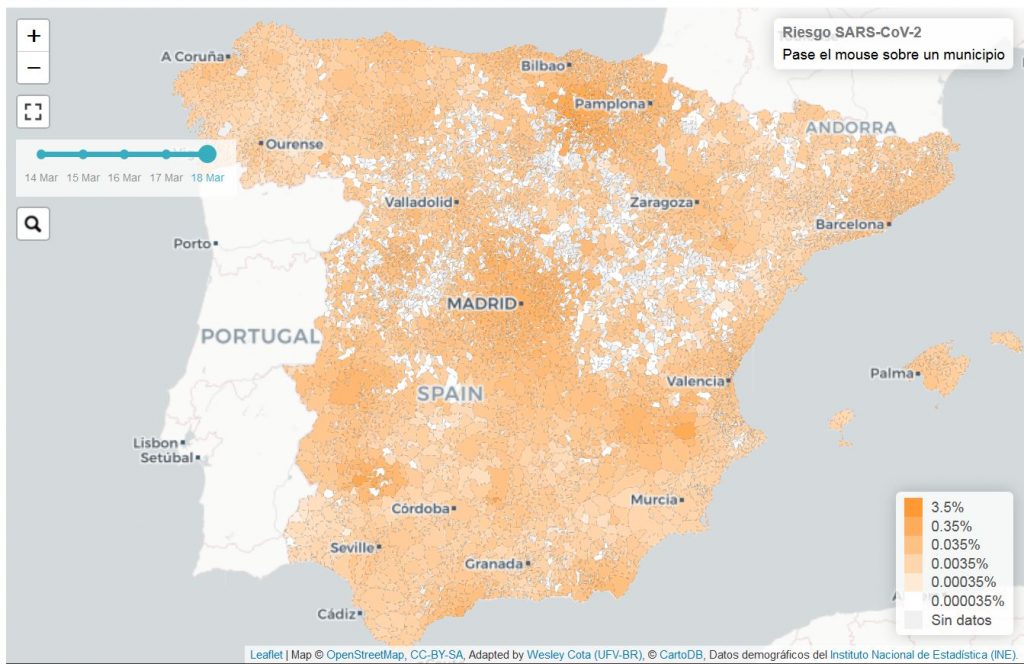 Riesgo epidémico en España. COVID-19