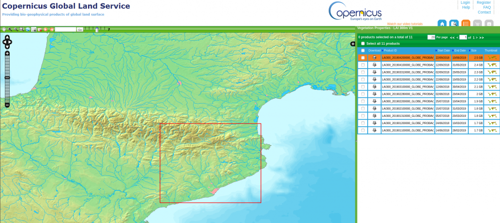 Portal de acceso a información de los servicios Copernicus. 