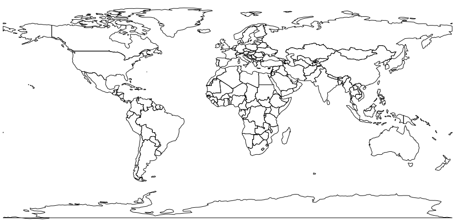 Resultado de ejecutar la función plot(mundo$geometry)