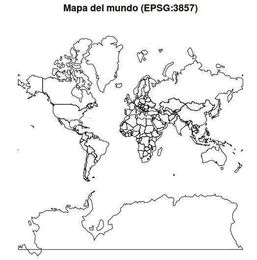 Resultado de la ejecución plot(mundo3857$geometry)