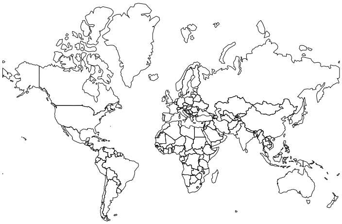 El mapa del mundo, sin el continente antártico
