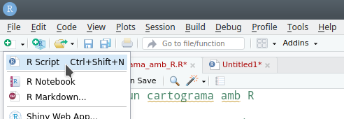 Creación de un nuevo script de R en RStudio